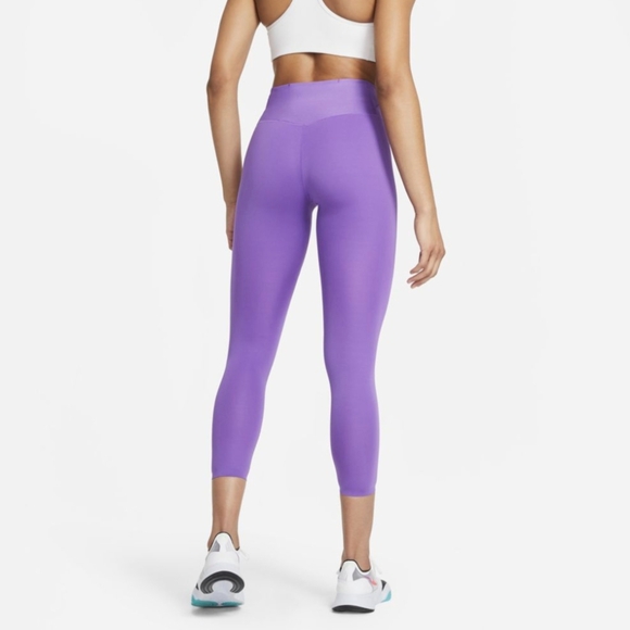 Nike One Luxe Icon Clash Mid-Rise Crop Training Tights Purple Size L - Picture 2 of 16